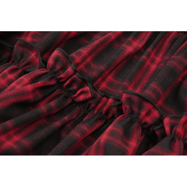 Dark in Love Morrigan Tartan Lace-Up Dress in Black