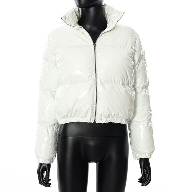 Vireous Women's Cropped High Waist Puffer Jacket