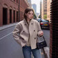 Women's Solid Colour Woollen Coat, British- Style Minimalist Short Coat