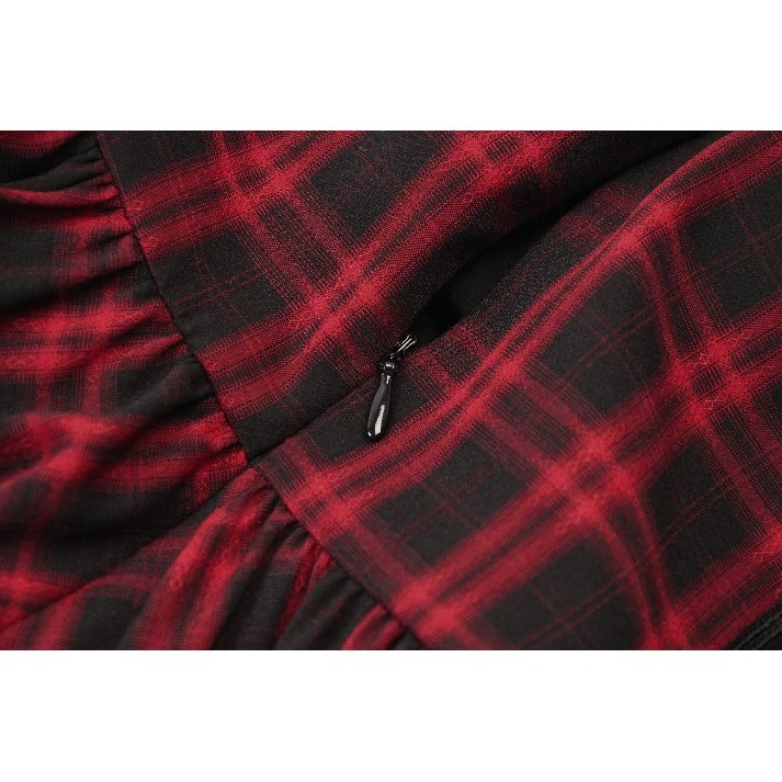 Dark in Love Morrigan Tartan Lace-Up Dress in Black