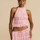 Vireous Two-Piece Ruffled Women's Summer Halter Dress
