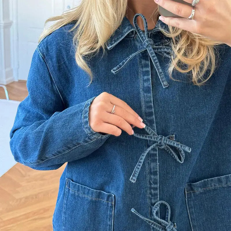 Women's Tie-Front Denim Shirt Top