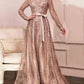 Vireous Gold Organza Tie-Up Evening Dress