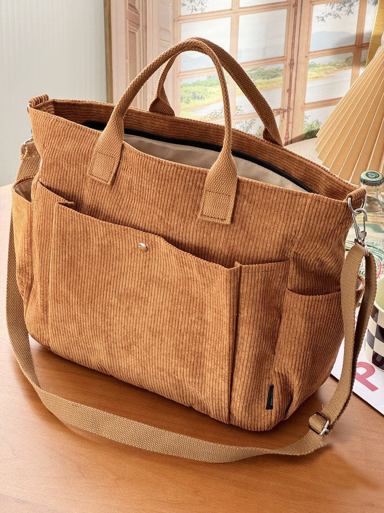 Thick Corduroy Cross Body Handbag