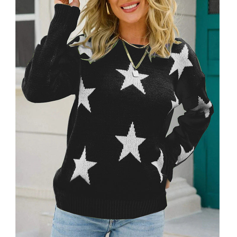 Vireous Five-Pointed Star Casual Women's Sweater