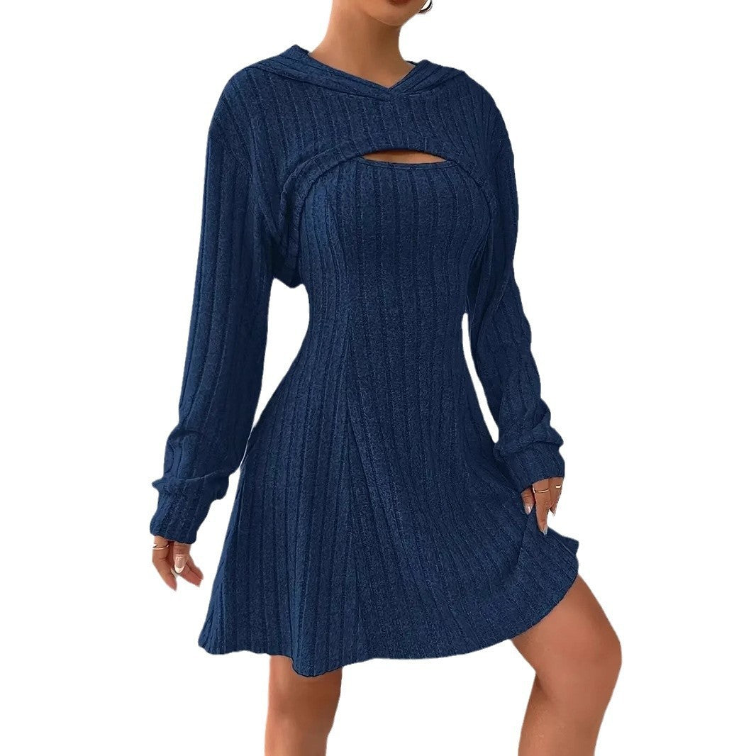 Vireous Two-Piece Dress, New Season Hooded Shawl Dress