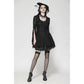 Dark in Love Luca Black Hollow Lace Gemstone-Button Adjustable Waist Dress
