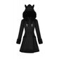Dark in Love Cat-Ear Faux Fur-Trim Gothic Hooded Coat