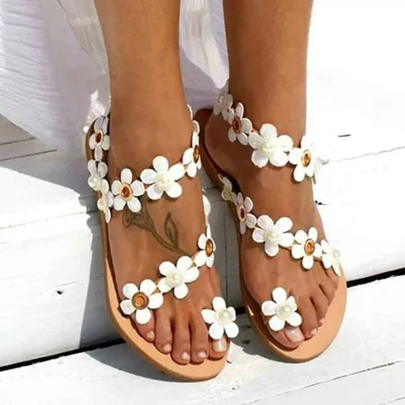Hippy Chic Women's Ethnic Sunflower Sandals, Large Sizes