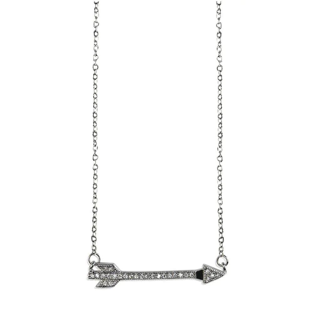 Fearless Necklace, Arrow Design Zirconia Pave Setting