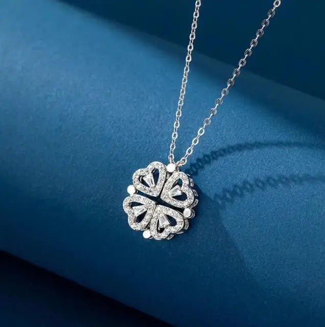 Clover and Heart Design Pendant Necklace