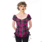 Heartless Hemlock Top, Women's Dark Pink Check Gothic Corset Top