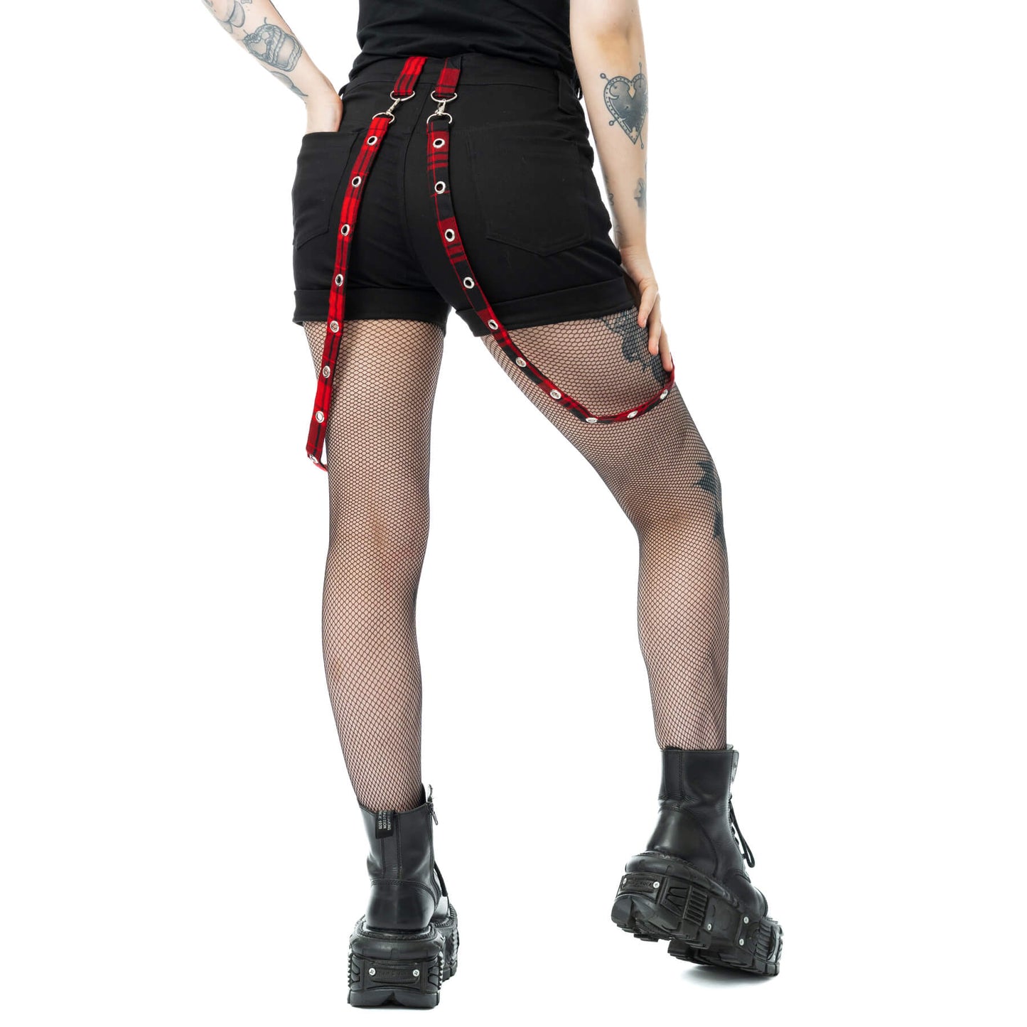 Heartless Honora Women's Check Shorts in Black & Red