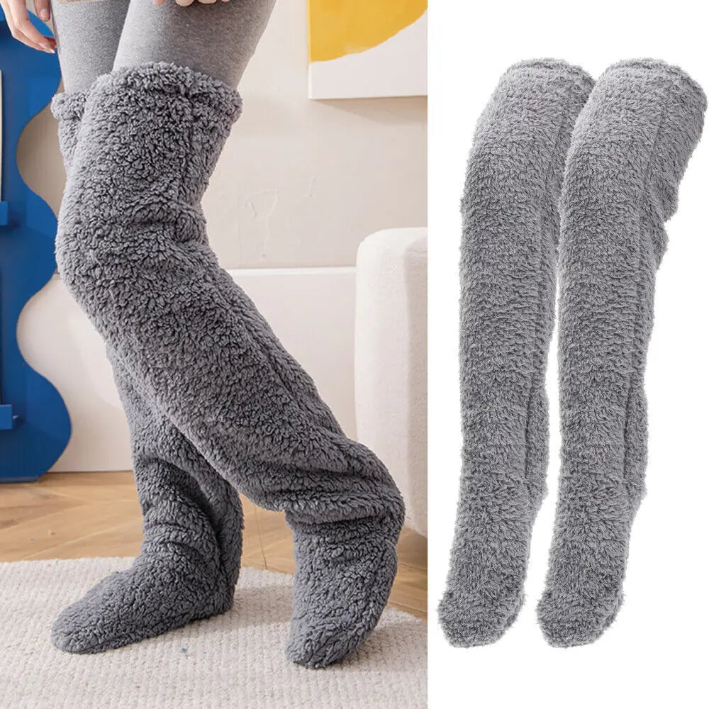 Winter Thigh-High Plush Socks, Multi Colours