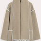 Vireous Faux Cashmere Splice Overcoat with Scarf, Multi Colours