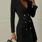 Vireous Women's Double-Breasted Military Style Blazer Dress