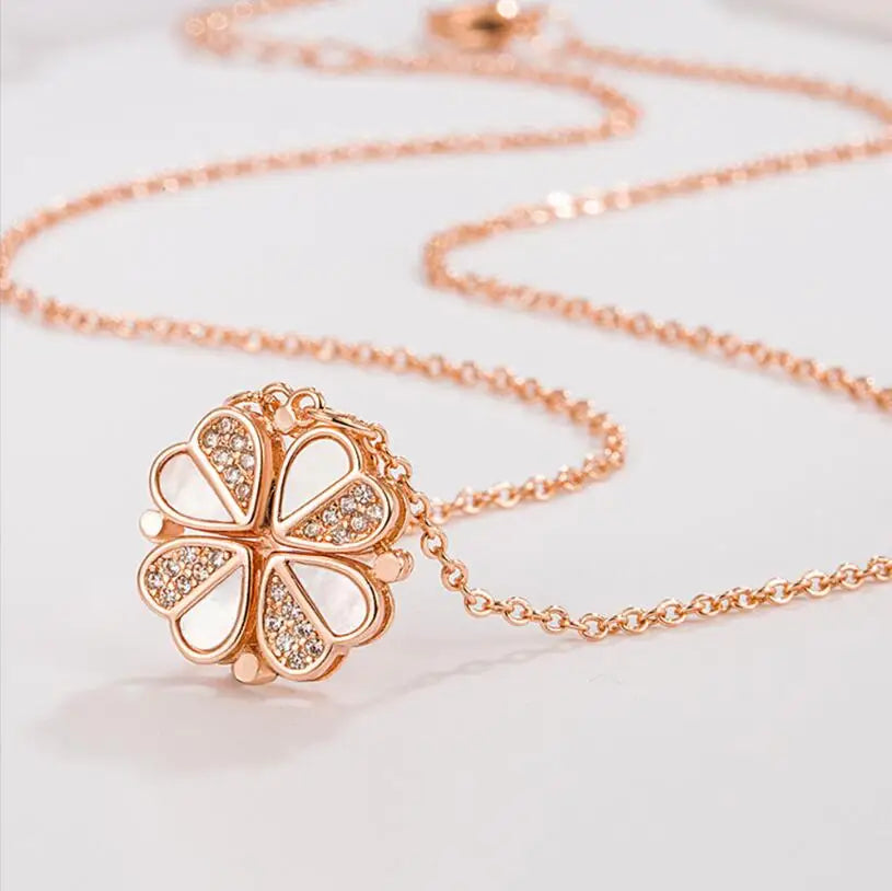 Clover and Heart Design Pendant Necklace