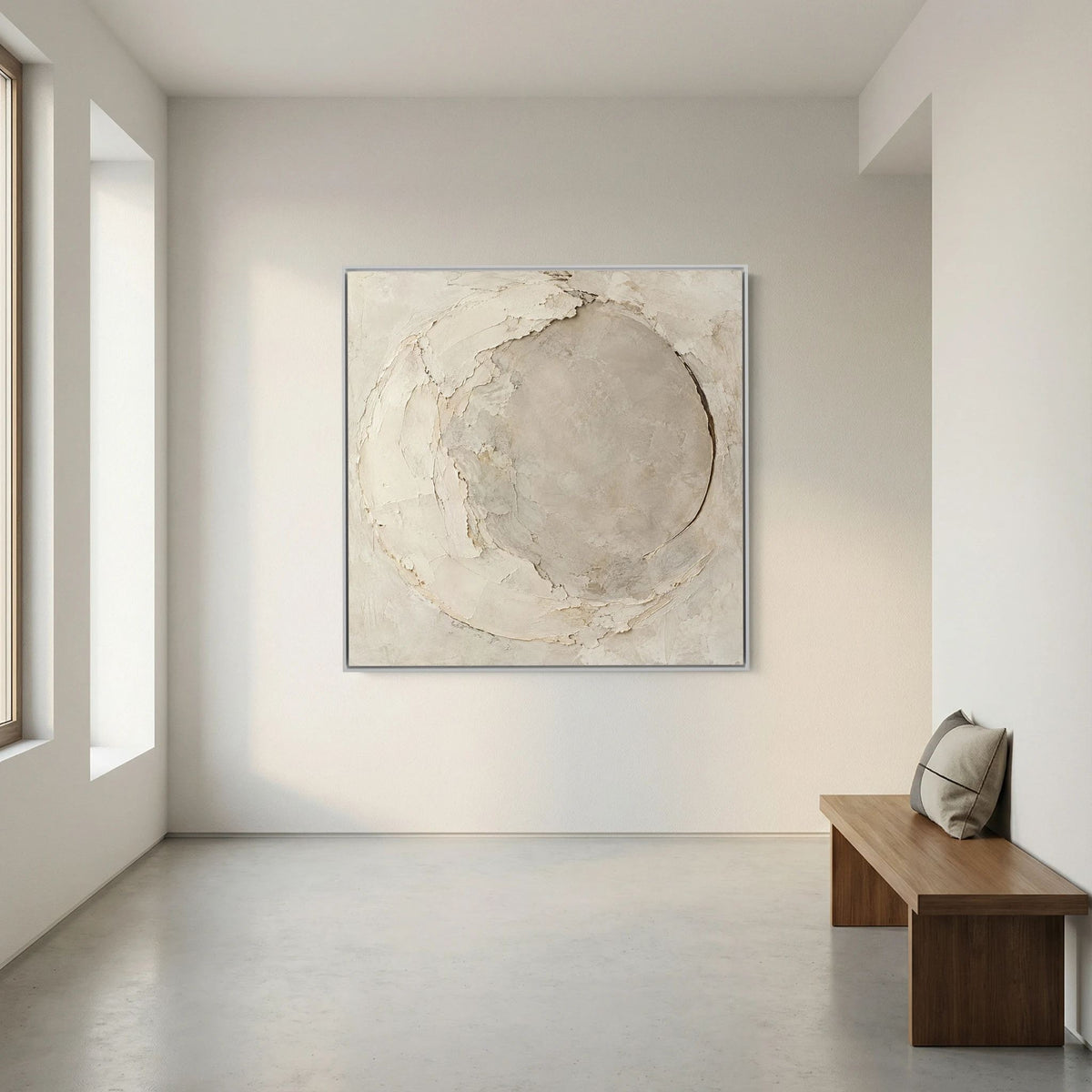 Quiet Limestone Orbit Art Print, Extra Large, White Frame