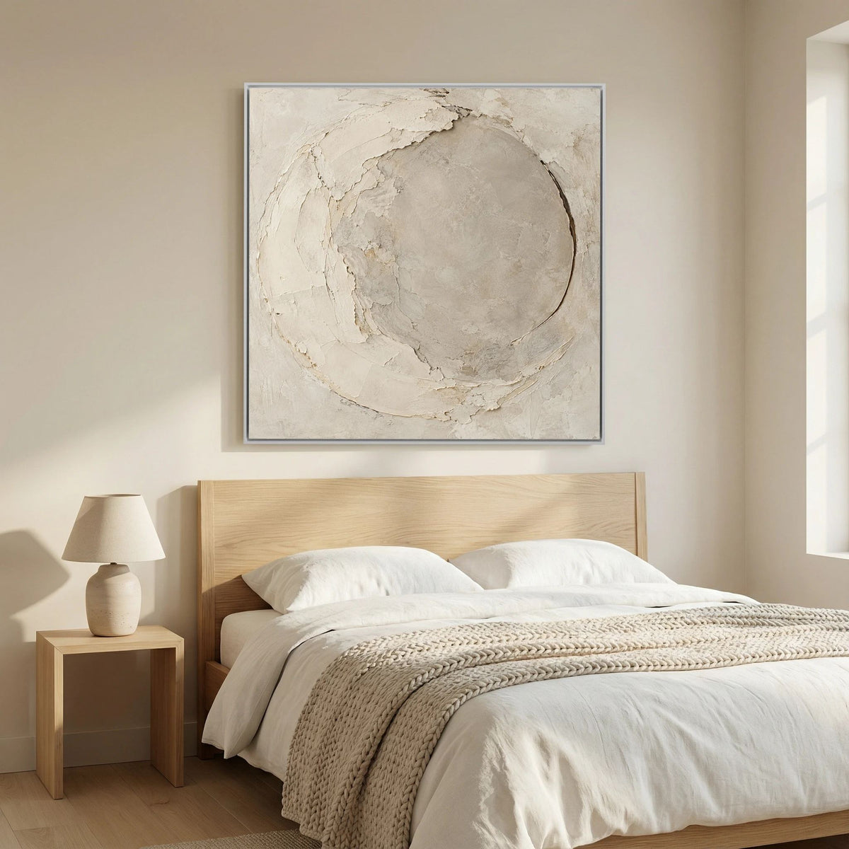 Quiet Limestone Orbit Art Print, Extra Large, White Frame
