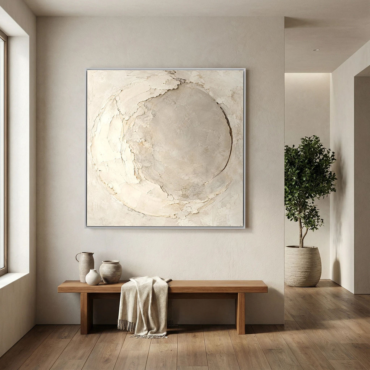 Quiet Limestone Orbit Art Print, Extra Large, White Frame