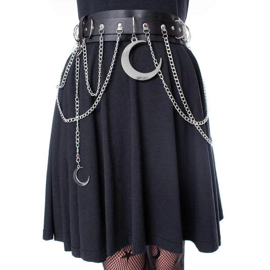 Heartless Moondusk Chain and Faux-Leather Belt