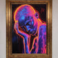 Neon Woman, Hands in Head Framed Print