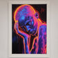 Neon Woman, Hands in Head Framed Print
