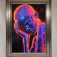 Neon Woman, Hands in Head Framed Print