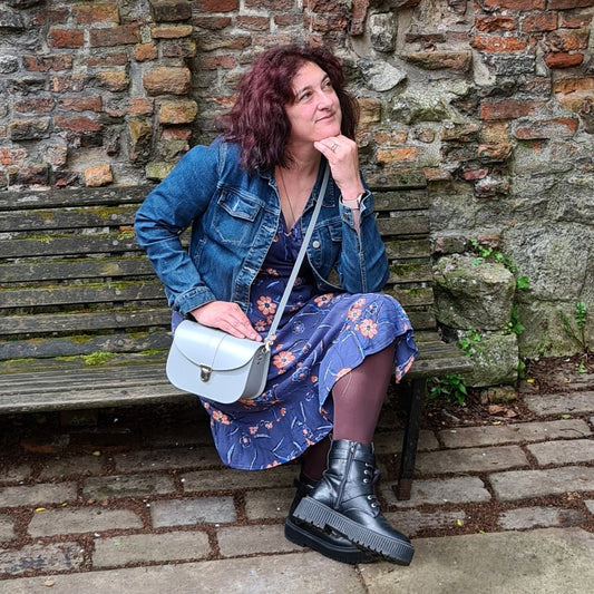 Olympia Handmade Leather Bag in Ghost Grey