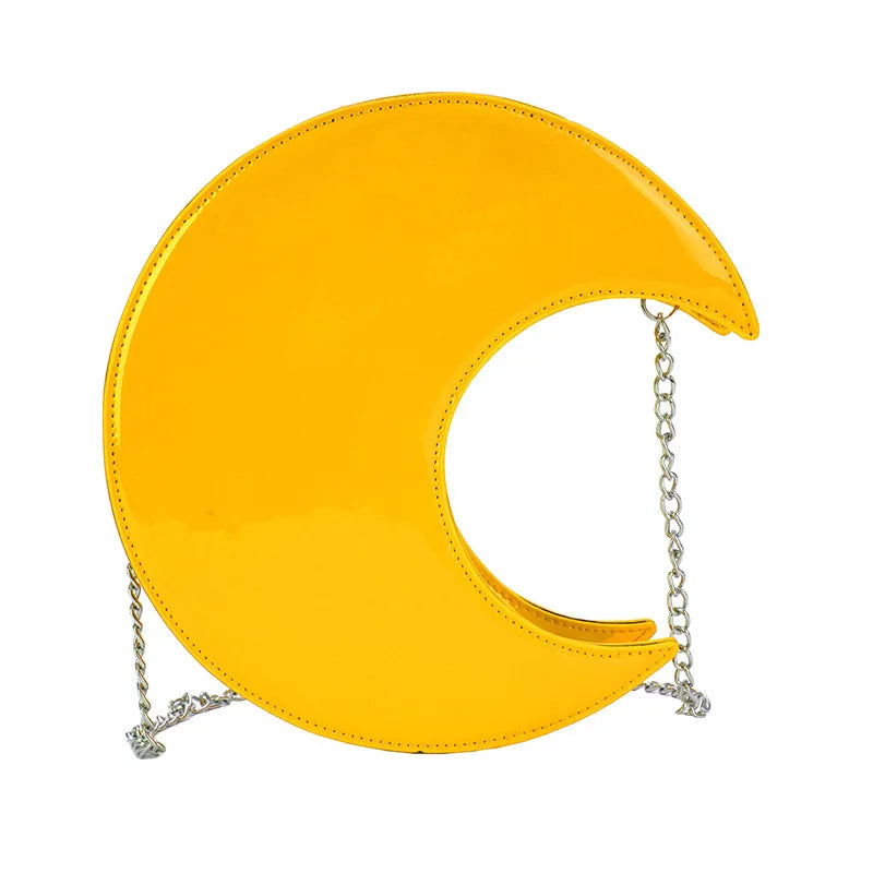 Fashion Half-Moon Mini Leather Handbag with Chain Strap