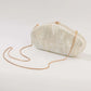 Organic-Shape Pearlescent Hard Shell Dinner Bag with Clasp Closure