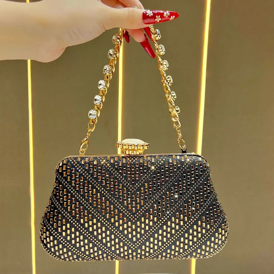 Women's Party Evening Bag, Diamond-Embedded Handbag