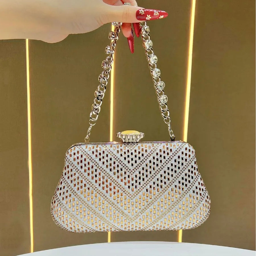 Women's Party Evening Bag, Diamond-Embedded Handbag
