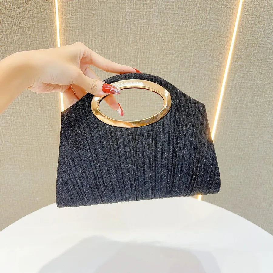 Romantic Ruched Wedding Evening Bag with Chain Strap