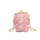 Floral-Embellished Clutch Shoulder Bag, Clasp Closure
