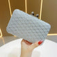 Diamond-Pattern Evening Clutch Handbag with Chain