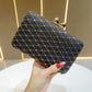 Diamond-Pattern Evening Clutch Handbag with Chain