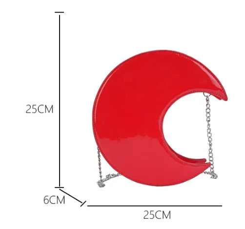 Fashion Half-Moon Mini Leather Handbag with Chain Strap