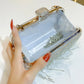 Rhinestone Tassel Feather-Trimmed Clutch Bag