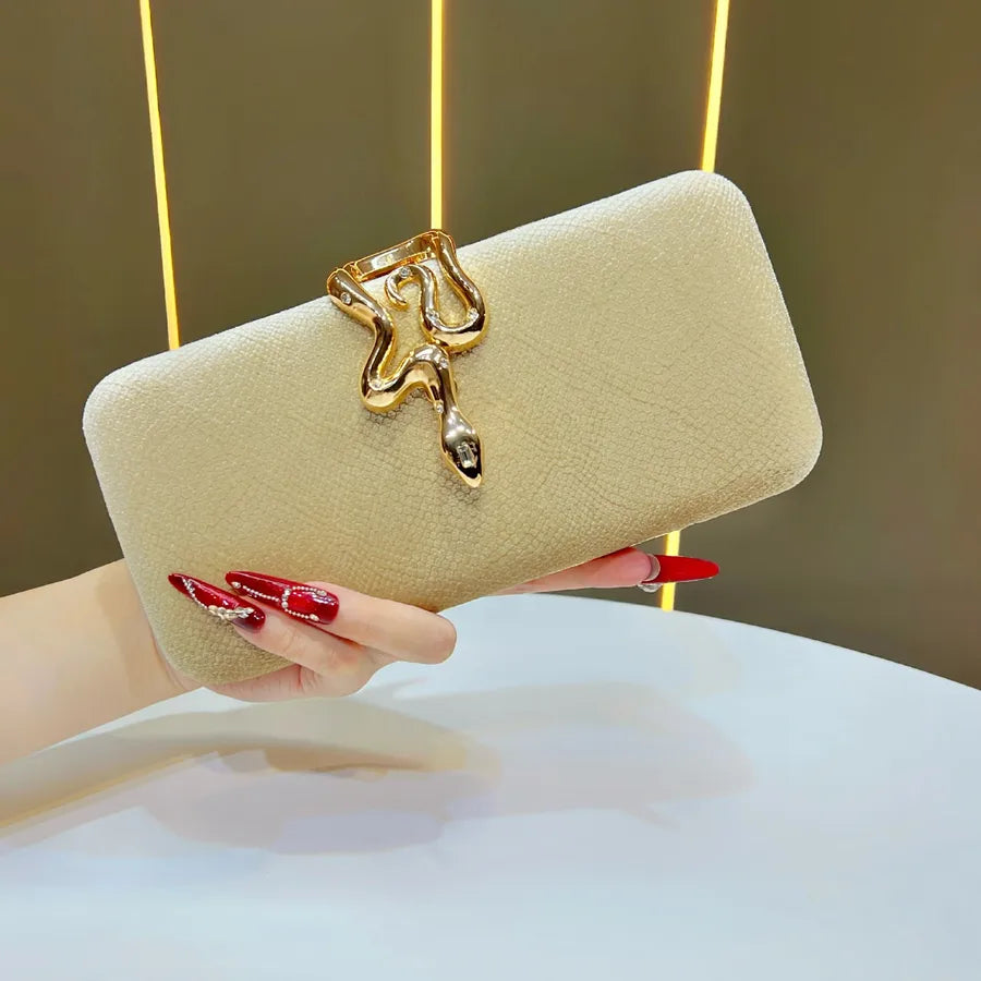 Fashion Velvet Clutch Bag with Snake Lock, Evening Bag