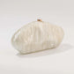 Organic-Shape Pearlescent Hard Shell Dinner Bag with Clasp Closure