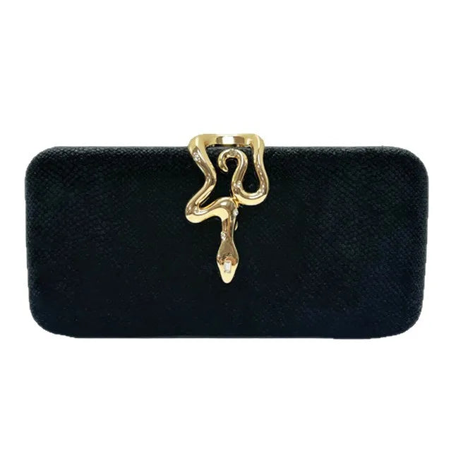 Fashion Velvet Clutch Bag with Snake Lock, Evening Bag
