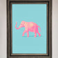 Pink Elephant on Blue Framed Print