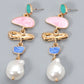 Abnormal Shape Zinc Alloy Pearl Dangle Earrings