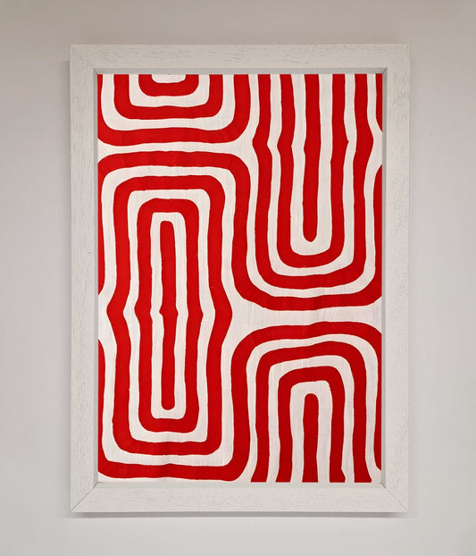 Red Waves Abstract Art Framed Poster