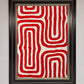 Red Waves Abstract Art Framed Poster