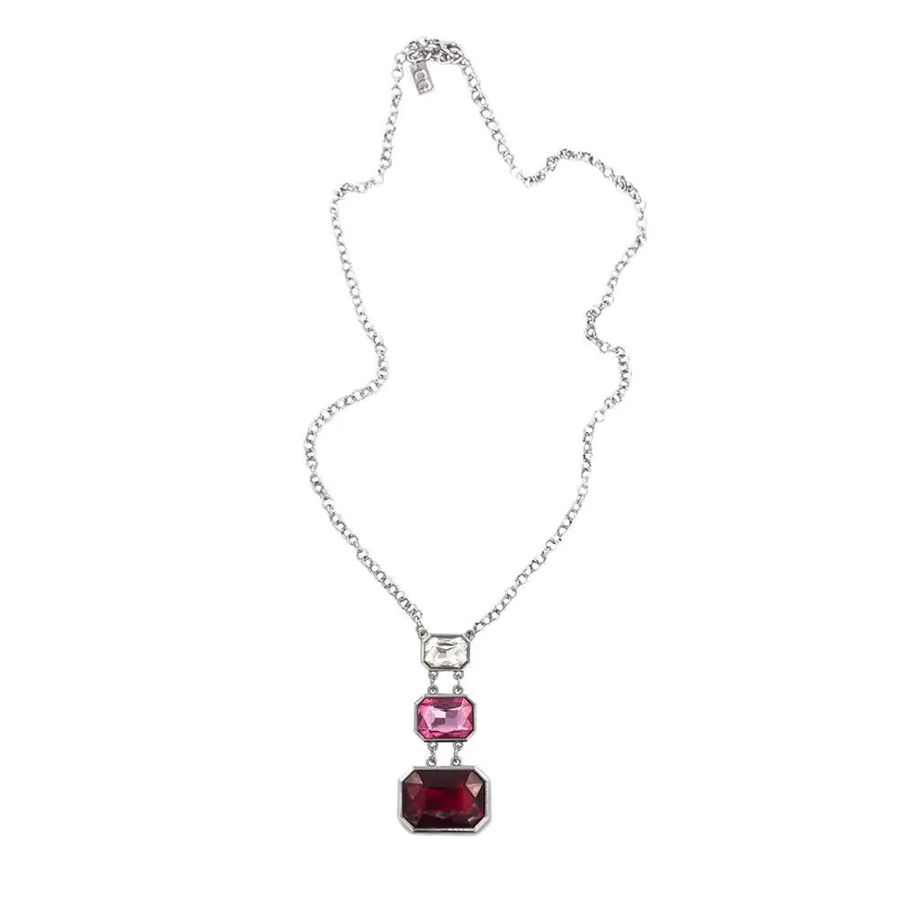 Square Crystal Cascade Necklace