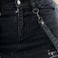 Vixxsin Runa Distressed Denim Maxi Skirt in Black Stonewash