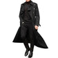 Vireous Men's Orange Extra-Long Trench Coat