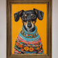 Sausage Dog in a Sweater Framed Print